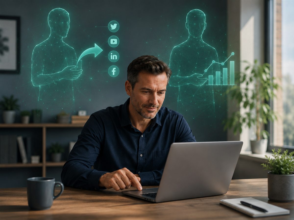 Agent publikuje příspěvek na sociální sítě jedním kliknutím a agent sleduje statistiky a grafy